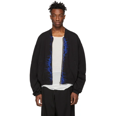 Haider Ackermann Thorn Embroidered Cotton Bomber Jacket In Black