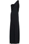 VICTORIA BECKHAM WOMAN ONE-SHOULDER LACE-UP SATIN GOWN BLACK,GB 666467151664021