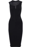 VICTORIA BECKHAM VICTORIA BECKHAM WOMAN CROCHET KNIT-PANELED CADY DRESS BLACK,3074457345620165671