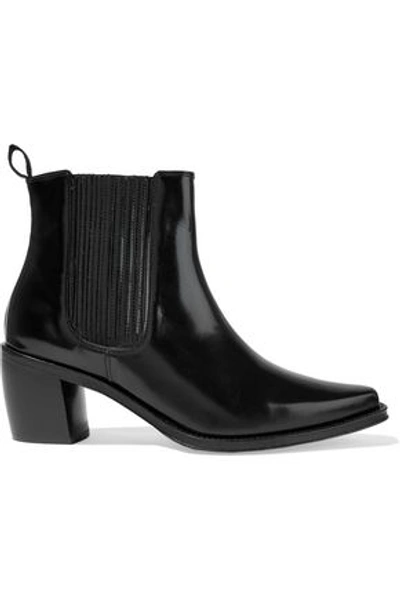 Alexa Chung Glossed-leather Ankle Boots In Black