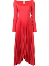 A.W.A.K.E. A.W.A.K.E. MODE ASYMMETRISCHES KLEID MIT FALTEN - ROT