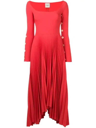 A.w.a.k.e. Pleated Asymmetric Dress - 红色 In Red