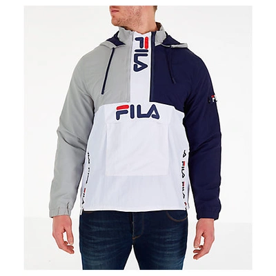 Fila Men's Parallax Wind Jacket, White/grey/blue - Size Large