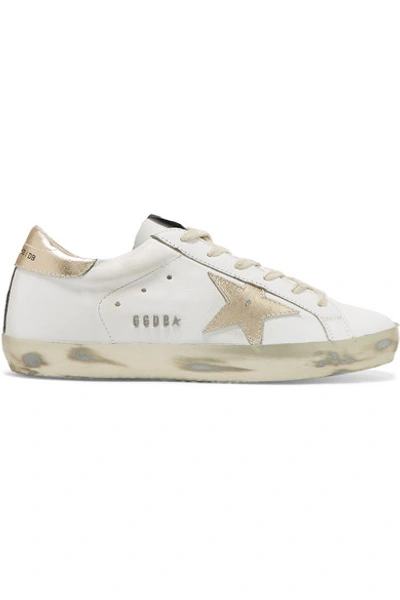 Golden Goose Superstar Distressed Leather Trainers In White