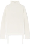 HELMUT LANG MILITARY SHELL-TRIMMED RIBBED COTTON TURTLENECK SWEATER