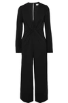 Self-portrait Cropped Cutout Crepe Jumpsuit In Black