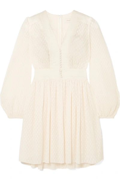 Zimmermann Linen-trimmed Plissé-jacquard Mini Dress In White