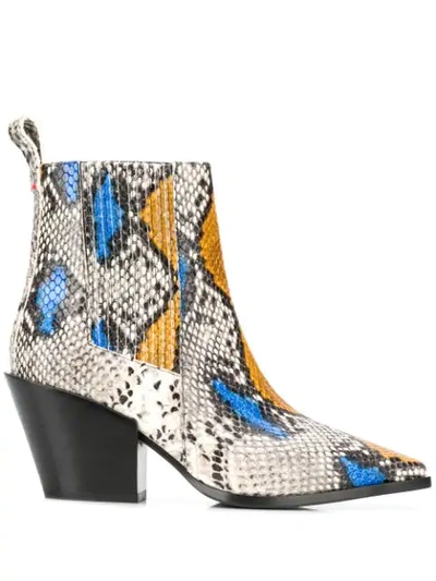 Aeyde Kate Snakeskin Print Boots - 大地色 In Neutrals