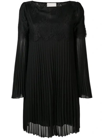 Aniye By Lace Insert Pleated Dress - 黑色 In Black