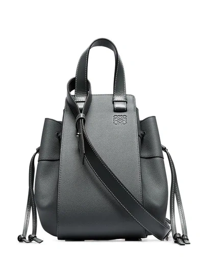 Loewe Grey Hammock Medium Leather Shoulder Bag In Black