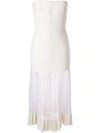 DION LEE NET-PLEAT STRAPLESS DRESS