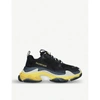 Balenciaga Men's Triple S Mesh & Leather Sneakers, Black/yellow In Blk/other