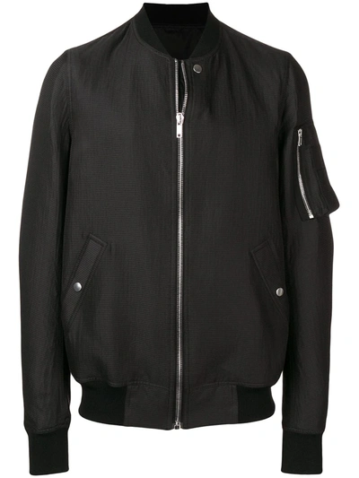 Rick Owens Bomber Jacket With Rib Collar In Black