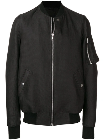 Rick Owens Bomber Jacket With Rib Collar - 黑色 In Black