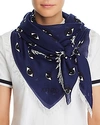Kenzo Multi Eyes Square Modal & Silk Scarf In Midnight Blue