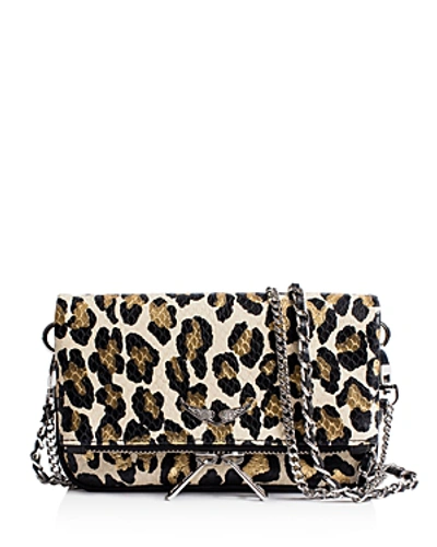 Zadig & Voltaire Nano Rock Snake Embossed Leather Clutch In Multi