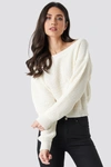 LASULA KNITTED SLASH NECK JUMPER - WHITE