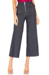 Cinq À Sept Azure Front High-rise Wide-leg Crop Jeans In Indigo