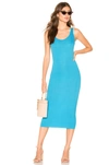 ENZA COSTA ENZA COSTA RIB TANK MIDI DRESS IN TURQUOISE.,ENZA-WD249