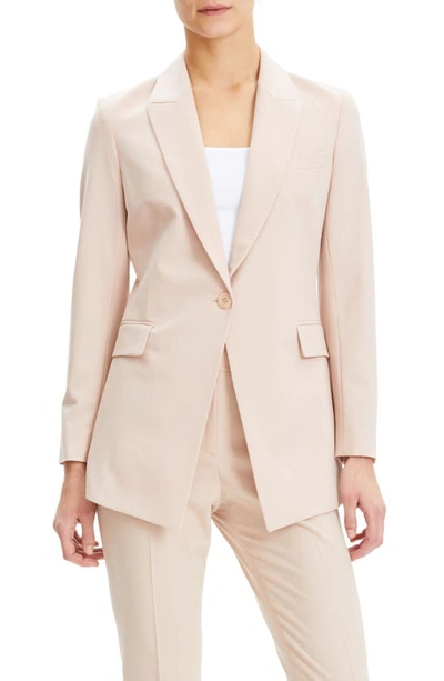 Theory Etiennette One-button Good Wool Suiting Jacket In Petal Pink