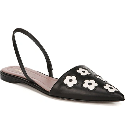 Diane Von Furstenberg Koko Point Toe Slingback Flats In Black Ivory