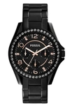 FOSSIL 'RILEY' ROUND CRYSTAL BEZEL BRACELET WATCH, 38MM,ES3202