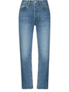RE/DONE STOVE PIPE CROPPED JEANS