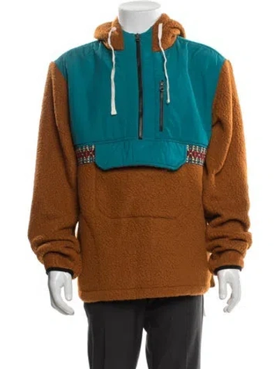 Pre-owned 18 East Colorblock Pattern Windbreaker In Brown
