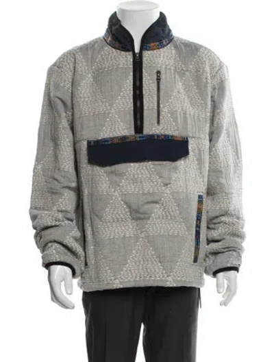 Pre-owned 18 East Graphic Print Moto Jacket In Gray