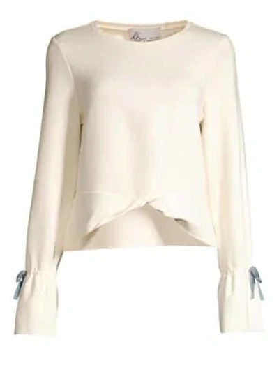 Dh New York Women's Twist Front Bell Sleeve Top In Pearl