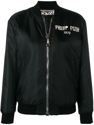 Philipp Plein Crystal Beetle Bomber Jacket In Black