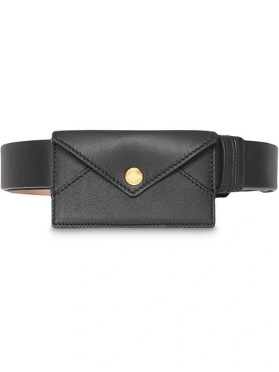 Burberry Envelope Detail Leather Belt In Black