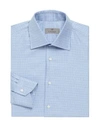 Canali Crosshatch Textured Solid Regular Fit Dress Shirt In Blue