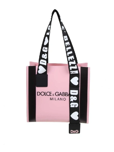 Dolce & Gabbana Street Logo Print Pink Pvc Shopping Bag