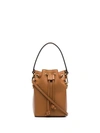 FENDI BROWN MON TRESOR MINI LEATHER BUCKET BAG