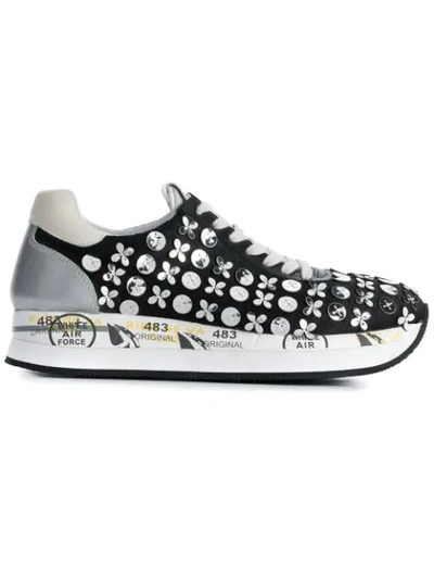 Premiata Conny 3623 Leather And Fabric Trainers In Black