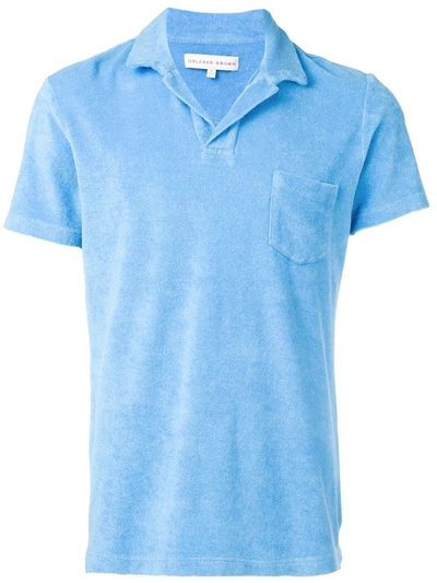 Orlebar Brown Terry Toweling Cotton Polo Shirt In Azure