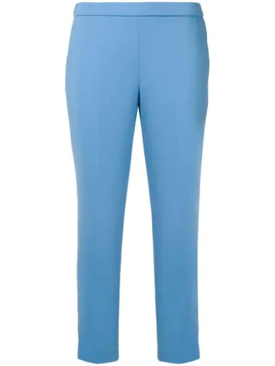 Theory Knit Cropped Tailored Trousers In Blue