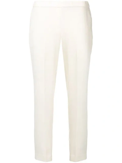 Theory Treeca Stretch-linen Cropped Pants In White