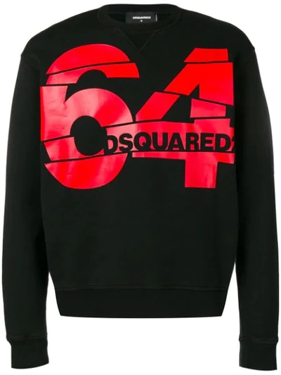 Dsquared2 Sweatshirt Mit "64"-logo In Black
