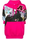 ANTONIO MARRAS FLORAL PANELLED HOODED SWEATSHIRT