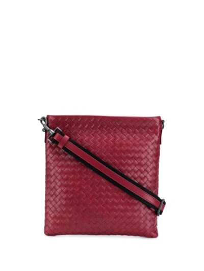 Bottega Veneta Intrecciato Small Messenger Bag In Red,black