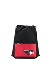 PRADA PRADA DRAWSTRING LOGO BACKPACK - 黑色