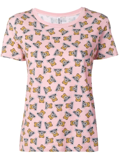 Moschino Teddy Bear Print T In Pink