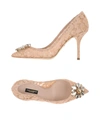 Dolce & Gabbana Lace Pumps With Jewel Detail Heel 7 Cm In Pink