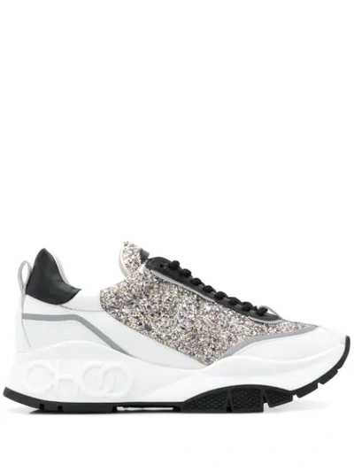 Jimmy Choo White Raine Glitter Detail Chunky Low-top Leather Sneakers - 白色 In White,gold,black