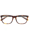 MONTBLANC RECTANGULAR FRAME GLASSES - 棕色