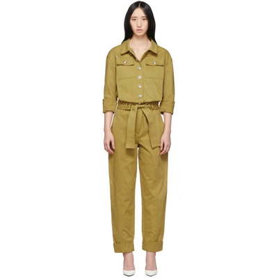 Balmain Tan Denim Jumpsuit In 8fa Camel