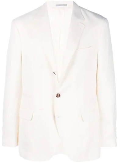 Brunello Cucinelli Single-breasted Linen-twill Blazer In White