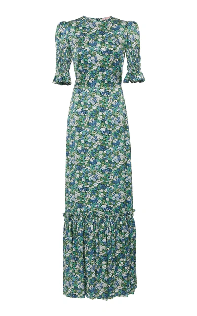 The Vampire's Wife Floral-print Silk-satin Maxi Dress In Green